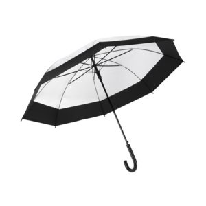 PM 15, VORTEX. Paraguas impermeable de apertura automática, 8 gajos, mango de plástico y broche de botón.