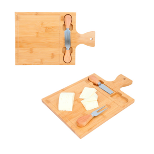 HO 168, FETA. Tabla de quesos rectangualr con mango, 1 tenedor y 1 cuchillo de pala.