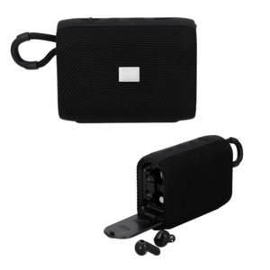 SO 159, DRAGONS. Bocina inalámbrica portátil con entrada micro SD, USB, auxiliar y audífonos con mecanismo touch. Incluye cable de carga tipo C.
