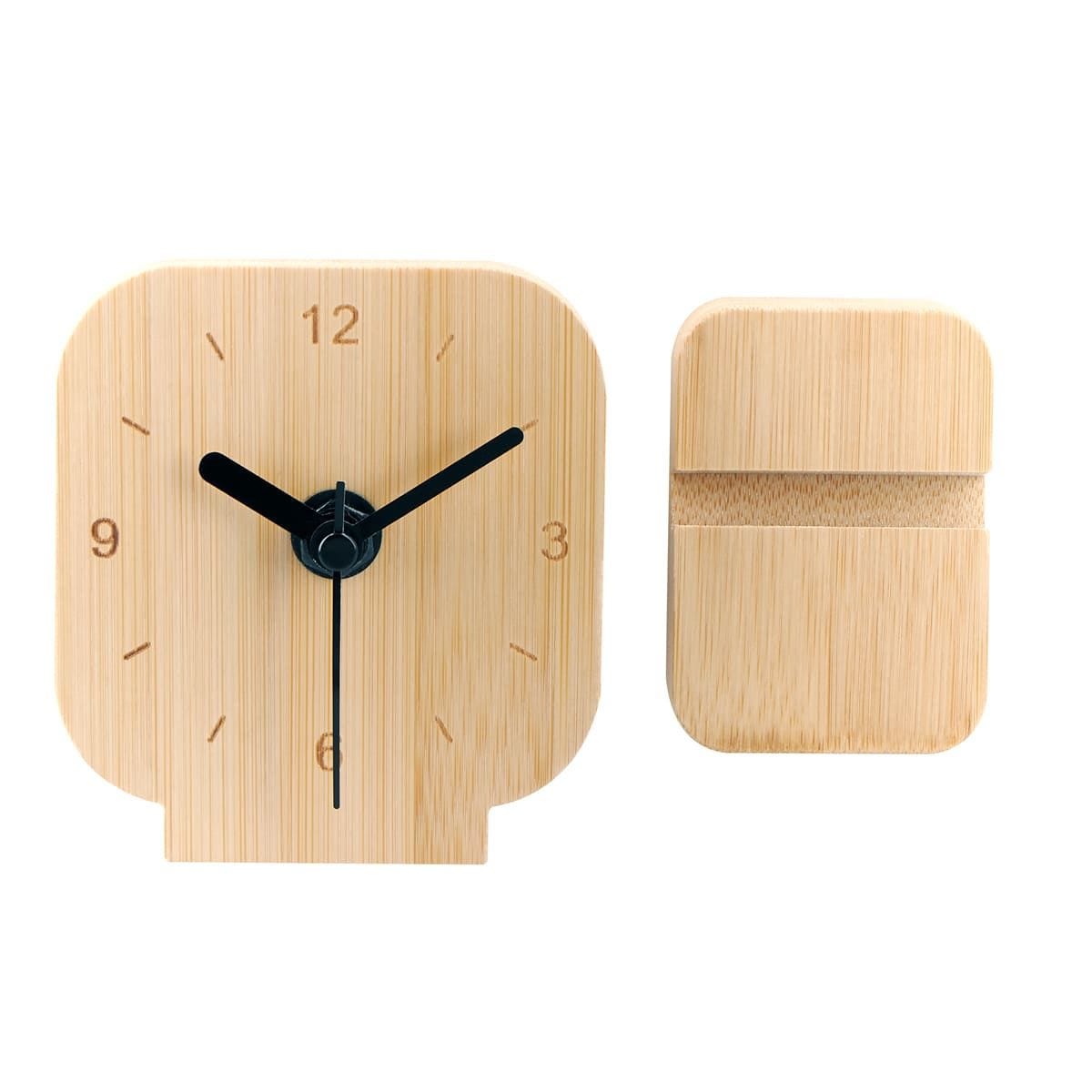 MK 015, RELOJ TEMPS. Reloj de escritorio con base desmontable. Diseño compacto, ideal para escritorio o buró. Las manecillas silenciosas evitan el ruido 