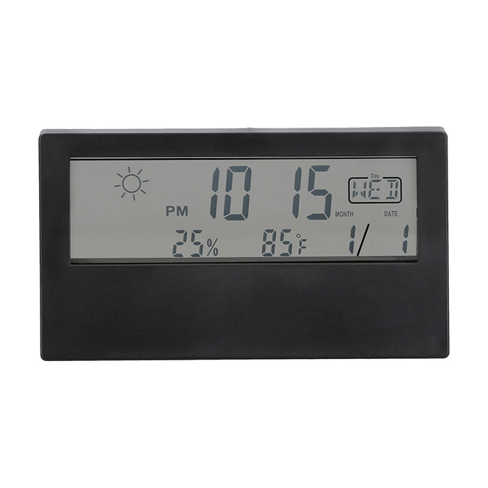 SO 144, DOK. Reloj digital con despertador, medidor de temperatura, día, mes y año. Incluye baterias.