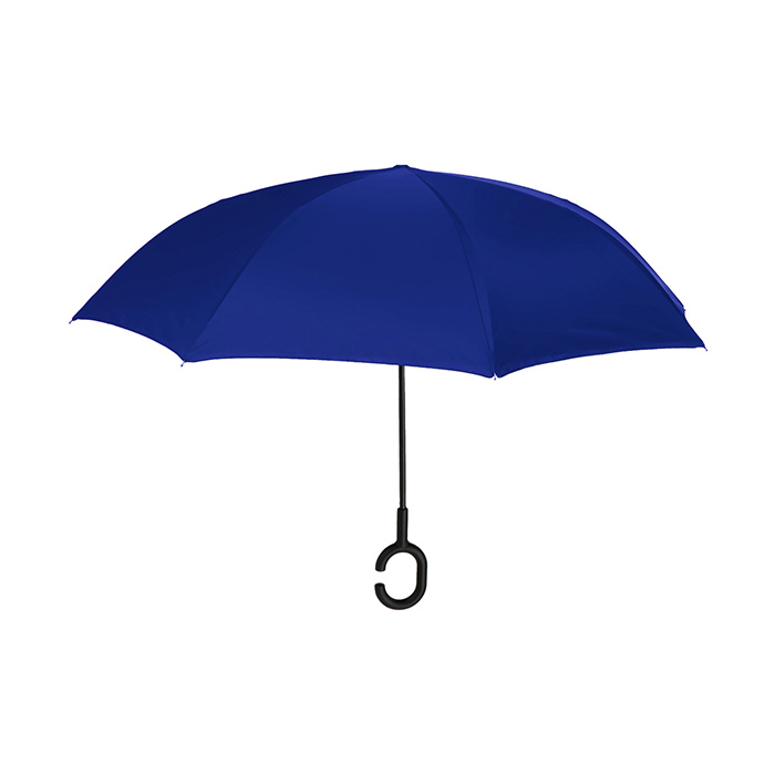 PM 17, GRAU. Paraguas reversible manual de 8 gajos dobles y mango de plástico con sujeta bolsas.